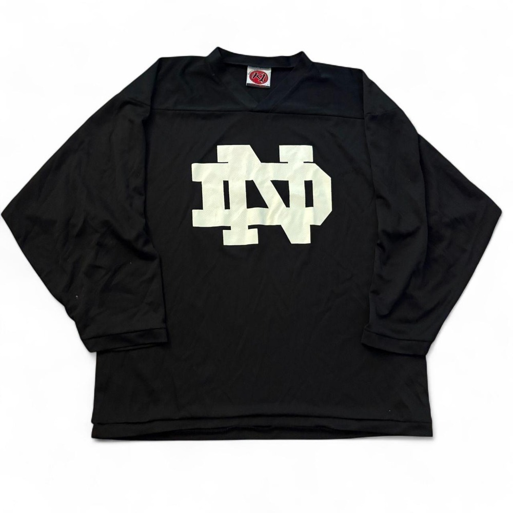 K1 Sportswear Notre Dame Fighting Irish Hockey Jersey Black Mens Large ND Logo